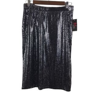 JM Studio by John Meyer black‎ and silver metallic pencil skirt size M